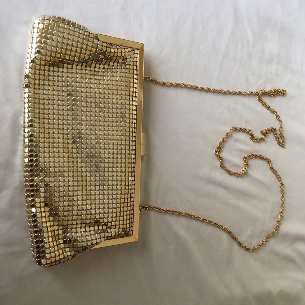 INC Clutch Purse Gold Metal Mesh